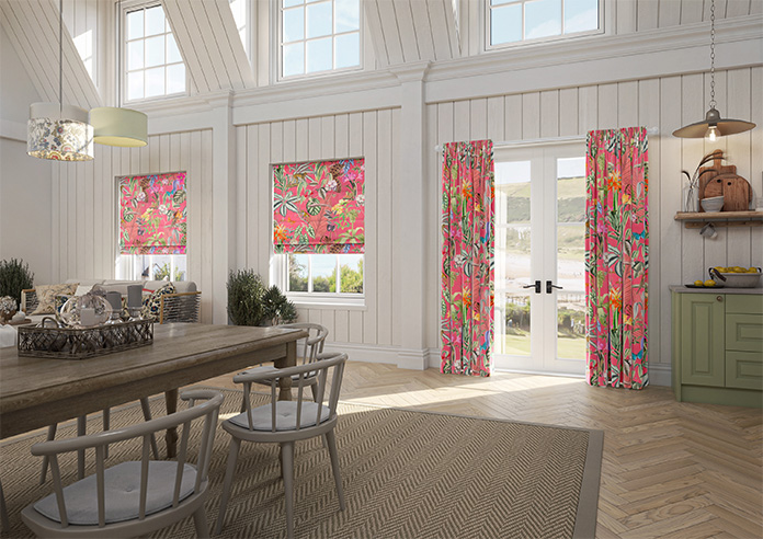 Barbados, Flamingo Pink - Motorised Roman Blind - Image 6